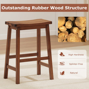 Set of 2 Saddle-Seat Counter Height Stools with Curved Seat and Footrests-Walnut view 5
