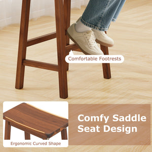 Set of 2 Saddle-Seat Counter Height Stools with Curved Seat and Footrests-Walnut view 7