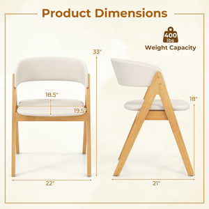 Set of 2 Soft Padded Accent Armchairs for Dining Room-Natural and Beige view 4