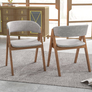 Set of 2 Soft Padded Accent Armchairs for Dining Room-Walnut and Grey view 2