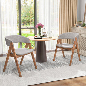 Set of 2 Soft Padded Accent Armchairs for Dining Room-Walnut and Grey view 3