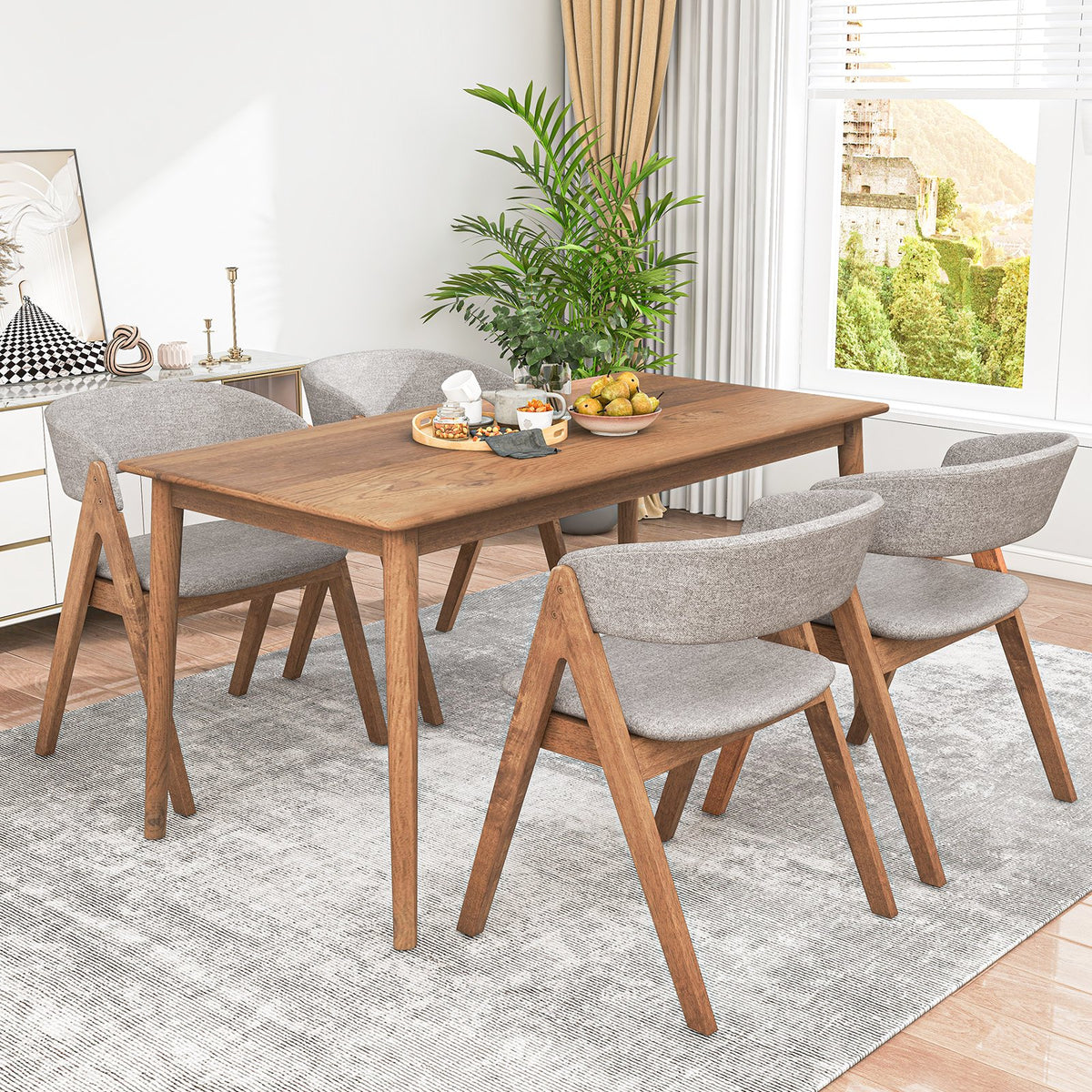 Set of 2 Soft Padded Accent Armchairs for Dining Room-Walnut and Grey view 5