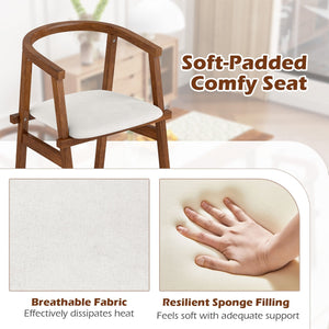 Set of 2 Solid Rubber Wood Dining Room Chairs with Wrap-around Armrest-Walnut view 7