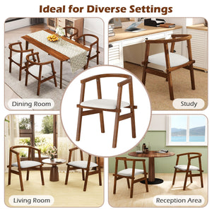 Set of 2 Solid Rubber Wood Dining Room Chairs with Wrap-around Armrest-Walnut view 8