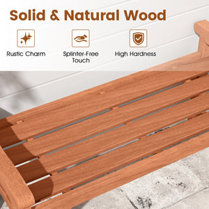 Set of 2 Solid Wood Backless Garden Bench with Support Handles and Curved Slatted Seat for Deck view 4