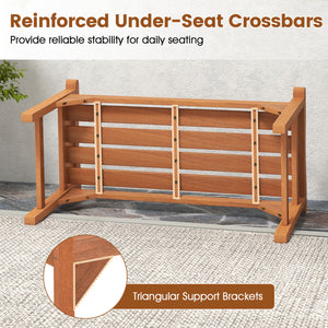 Set of 2 Solid Wood Backless Garden Bench with Support Handles and Curved Slatted Seat for Deck view 7