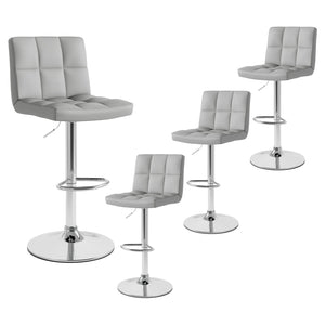 Set of 2 Square Swivel Adjustable Bar Stools with Back and Footrest-Gray view 4
