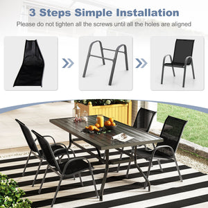 Set of 2 Stackable Patio Dining Chairs Set with Armrest-Black view 8