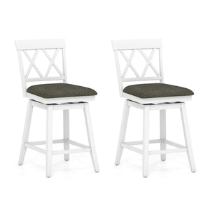 Set of 2 Swivel Bar Stools Counter Height Barstools with Backrest Upholstered Seat Cushion-24 inches