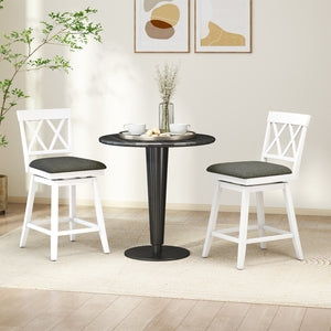 Set of 2 Swivel Bar Stools Counter Height Barstools with Backrest Upholstered Seat Cushion-24 inches view 3