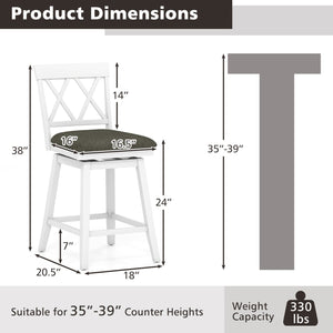 Set of 2 Swivel Bar Stools Counter Height Barstools with Backrest Upholstered Seat Cushion-24 inches view 4