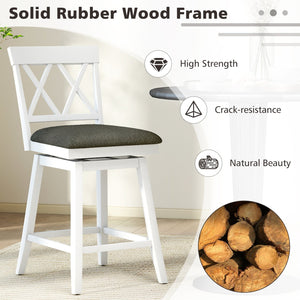 Set of 2 Swivel Bar Stools Counter Height Barstools with Backrest Upholstered Seat Cushion-24 inches view 5