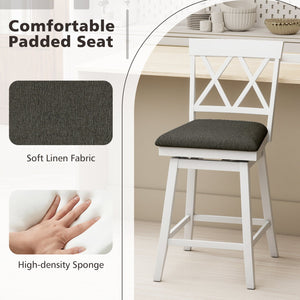 Set of 2 Swivel Bar Stools Counter Height Barstools with Backrest Upholstered Seat Cushion-24 inches view 6