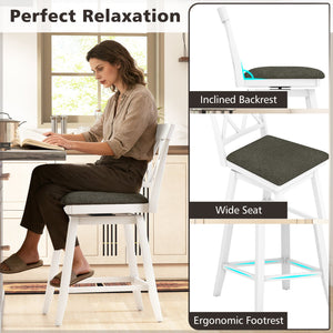 Set of 2 Swivel Bar Stools Counter Height Barstools with Backrest Upholstered Seat Cushion-24 inches view 7