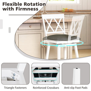 Set of 2 Swivel Bar Stools Counter Height Barstools with Backrest Upholstered Seat Cushion-24 inches view 8