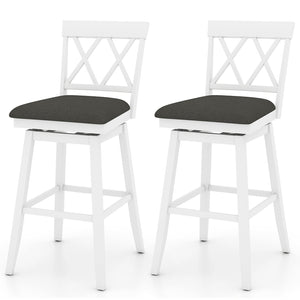 Set of 2 Swivel Bar Stools Counter Height Barstools with Backrest Upholstered Seat Cushion-29 Inches