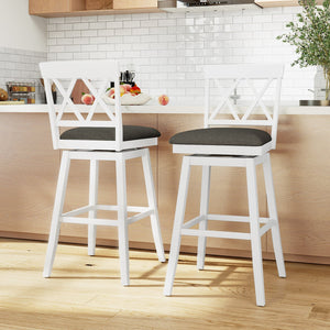 Set of 2 Swivel Bar Stools Counter Height Barstools with Backrest Upholstered Seat Cushion-29 Inches view 3