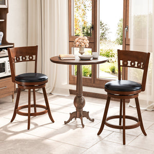 Set of 2 Swivel Bar Stools with Rubber Wood Frame-24.5 inches view 2