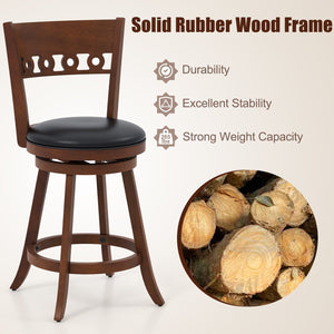 Set of 2 Swivel Bar Stools with Rubber Wood Frame-24.5 inches view 5