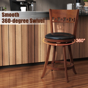 Set of 2 Swivel Bar Stools with Rubber Wood Frame-24.5 inches view 8