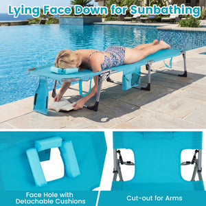 Set of 2 Tanning Chair Portable Chaise Lounge Chair with 4-Position Adjustable Backrest-Multicolor view 8