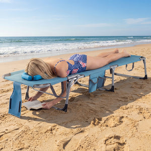 Set of 2 Tanning Chair Portable Chaise Lounge Chair with 4-Position Adjustable Backrest-Navy view 3