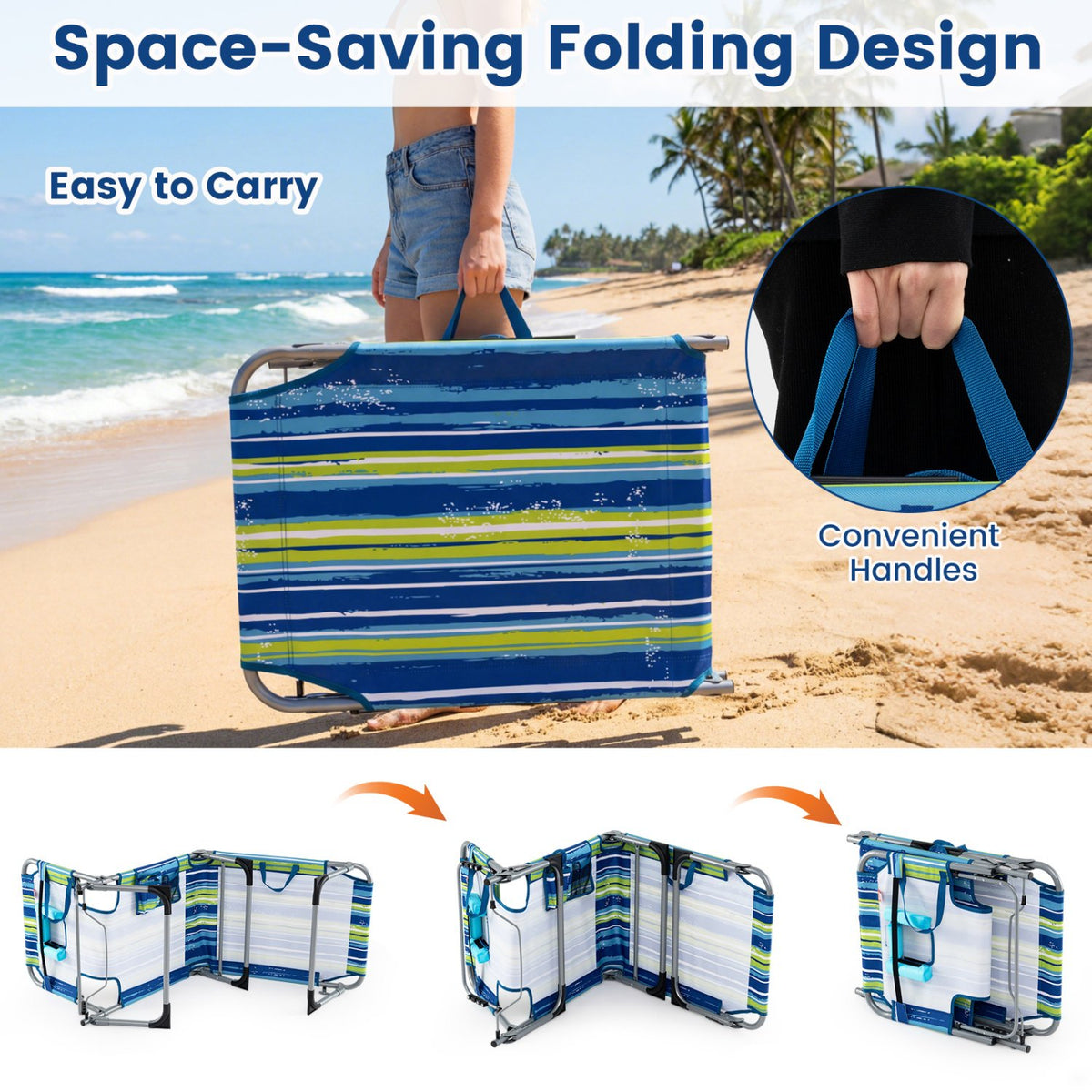 Set of 2 Tanning Chair Portable Chaise Lounge Chair with 4-Position Adjustable Backrest-Turquoise view 7