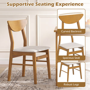 Set of 2 Upholstered Dining Chairs with Curved Backrest and Rubber Wood Frame-Natural view 5
