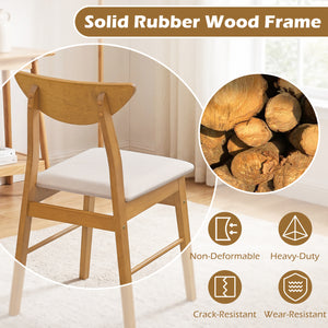 Set of 2 Upholstered Dining Chairs with Curved Backrest and Rubber Wood Frame-Natural view 7