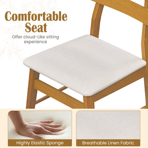 Set of 2 Upholstered Dining Chairs with Padded Seat and Solid Wood Legs-Natural view 7