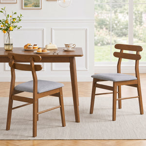 Set of 2 Upholstered Dining Chairs with Padded Seat and Solid Wood Legs-Walnut view 5