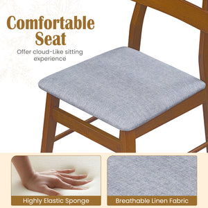 Set of 2 Upholstered Dining Chairs with Padded Seat and Solid Wood Legs-Walnut view 7