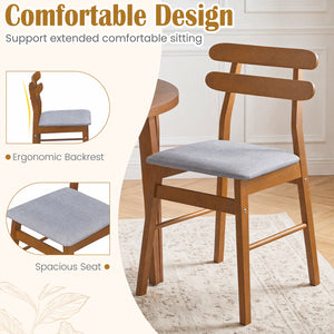 Set of 2 Upholstered Dining Chairs with Padded Seat and Solid Wood Legs-Walnut view 8