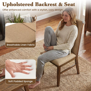 Set of 2 Upholstered Dining Chairs with Solid Rubber Wood Legs-Brown view 7