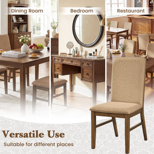 Set of 2 Upholstered Dining Chairs with Solid Rubber Wood Legs-Brown view 9