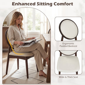 Set of 2 Upholstered Linen Fabric Kitchen Side Chairs with Padded Seat-Beige view 5