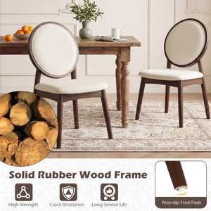 Set of 2 Upholstered Linen Fabric Kitchen Side Chairs with Padded Seat-Beige view 6