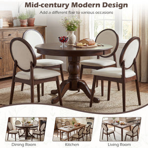 Set of 2 Upholstered Linen Fabric Kitchen Side Chairs with Padded Seat-Beige view 7