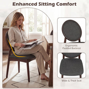 Set of 2 Upholstered Linen Fabric Kitchen Side Chairs with Padded Seat-Black view 5