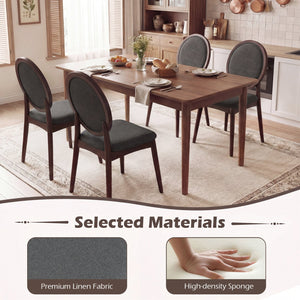 Set of 2 Upholstered Linen Fabric Kitchen Side Chairs with Padded Seat-Black view 6