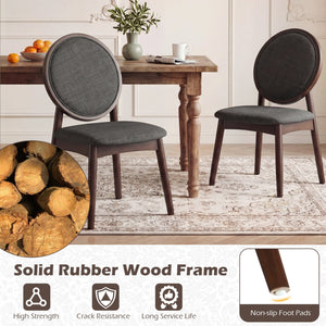 Set of 2 Upholstered Linen Fabric Kitchen Side Chairs with Padded Seat-Black view 7