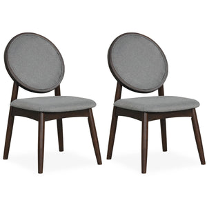 Set of 2 Upholstered Linen Fabric Kitchen Side Chairs with Padded Seat-Gray