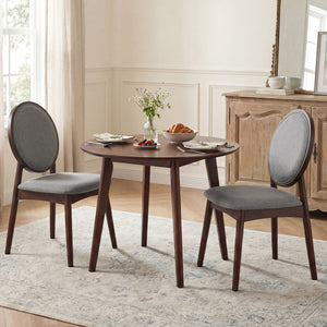 Set of 2 Upholstered Linen Fabric Kitchen Side Chairs with Padded Seat-Gray view 2