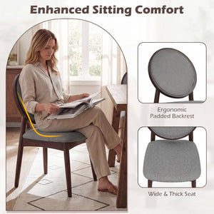 Set of 2 Upholstered Linen Fabric Kitchen Side Chairs with Padded Seat-Gray view 5