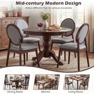 Set of 2 Upholstered Linen Fabric Kitchen Side Chairs with Padded Seat-Gray view 7