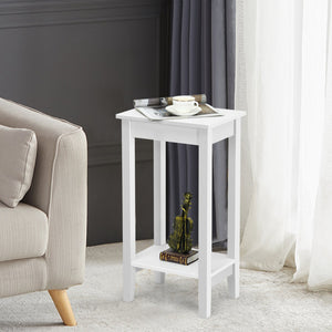 Set of 2 Versatile 2-Tier End Table with Storage Shelf-White view 2