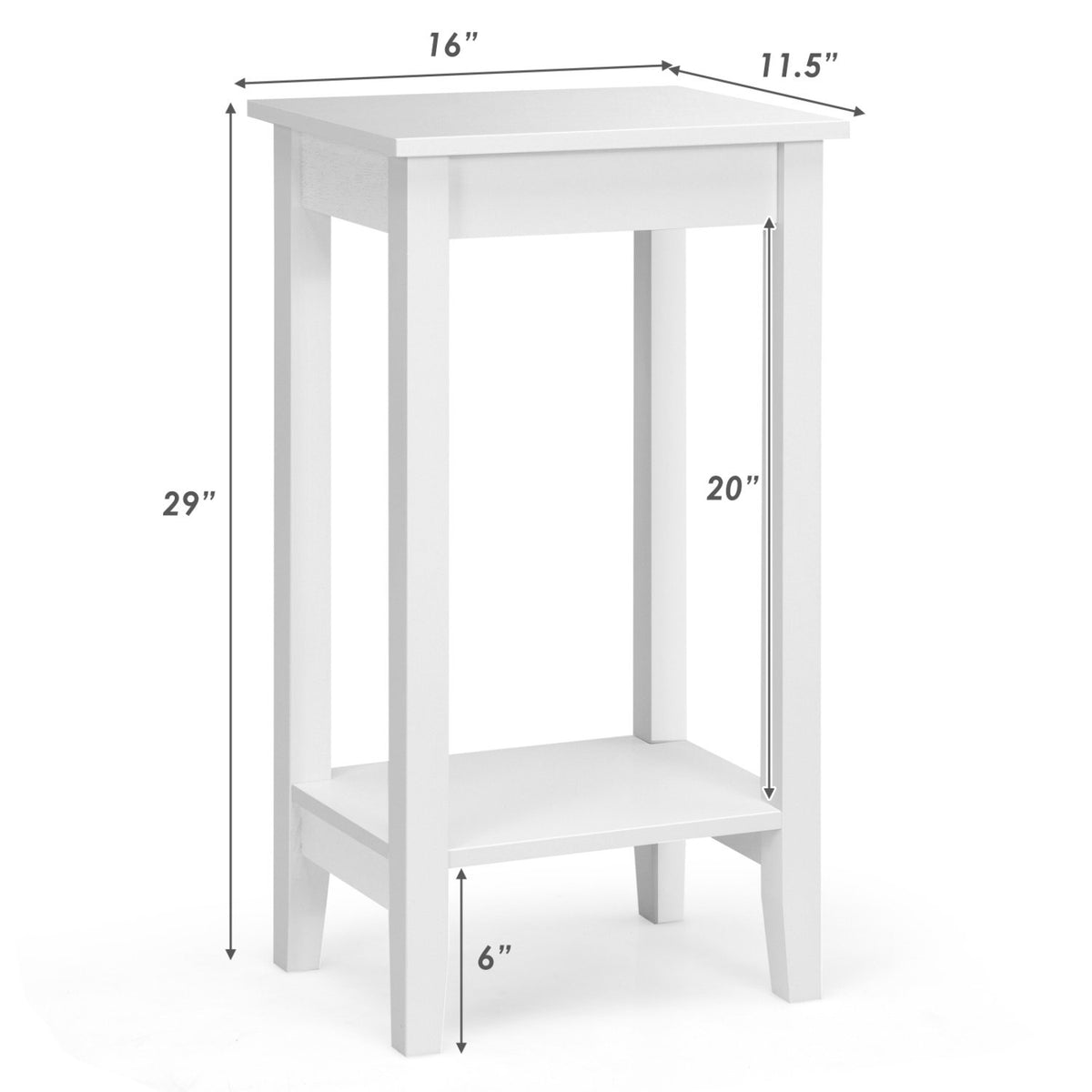 Set of 2 Versatile 2-Tier End Table with Storage Shelf-White view 4
