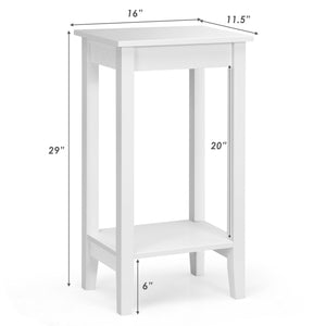 Set of 2 Versatile 2-Tier End Table with Storage Shelf-White view 4