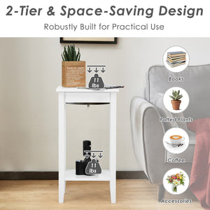 Set of 2 Versatile 2-Tier End Table with Storage Shelf-White view 7