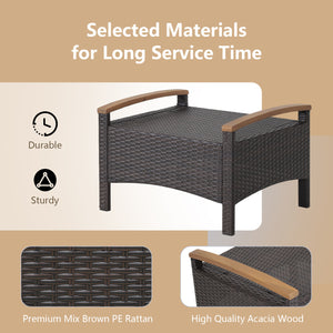 Set of 2 Wicker Patio Ottoman Fade-Resistant Foot Rest with Cushion-Black view 9